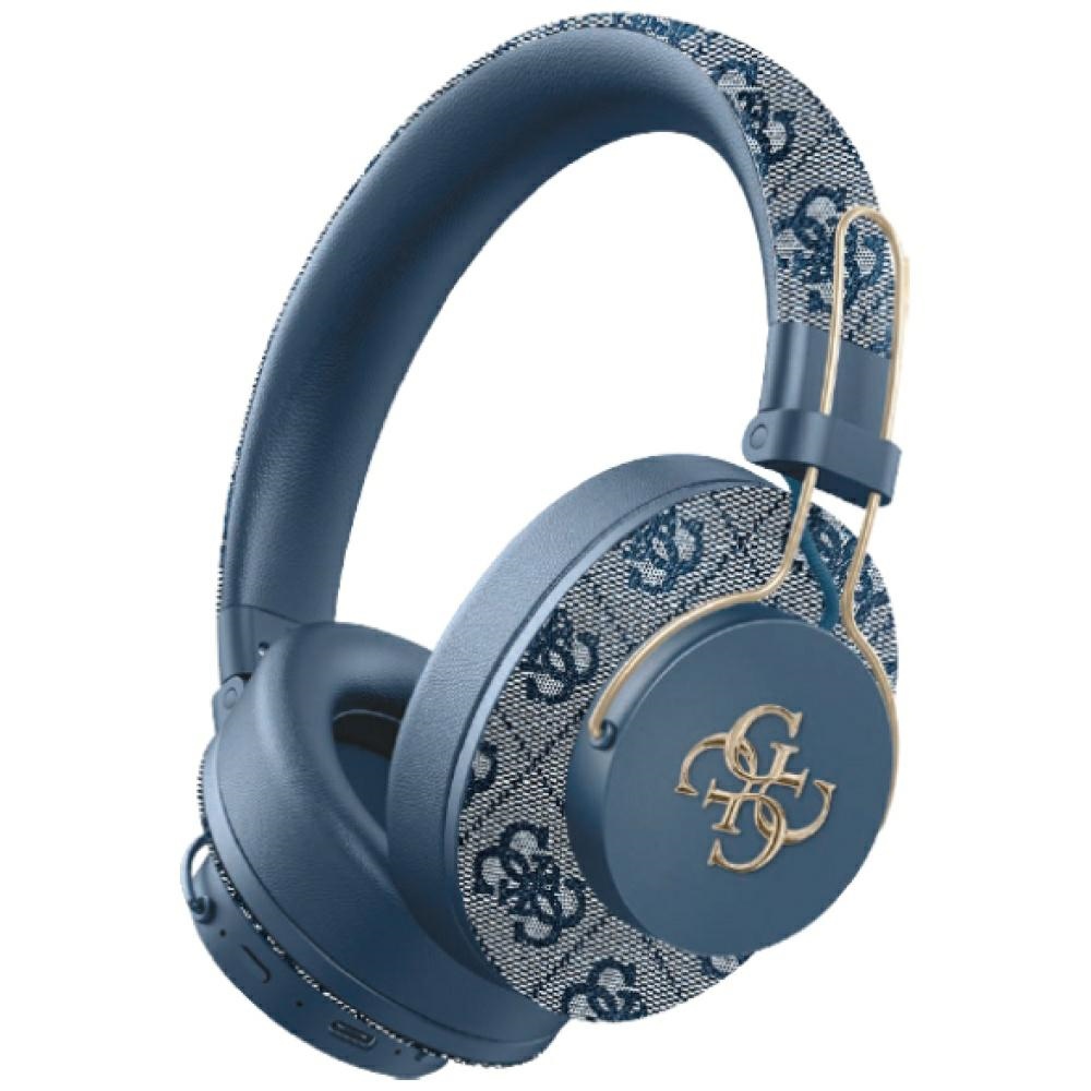 On-ear wireless headphones, Bluetooth 5.3, ENC, USB-C, 300mAh - Guess 4G Metal Logo (GUBHS72P4FC4MB) - Blue