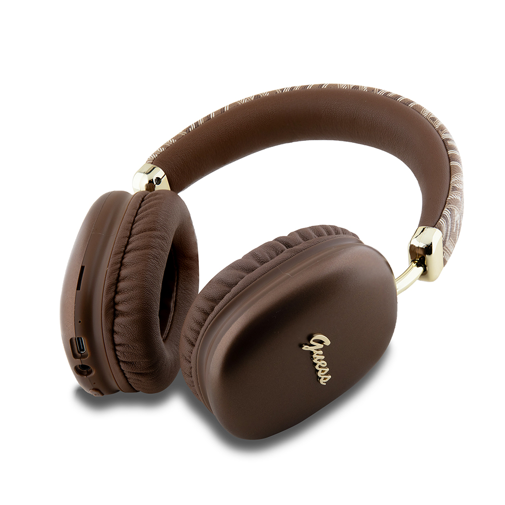 Bluetooth Over-ear Headset, 400mAh - Guess GCUBE Metallic Script Logo (GUBHK1GCTCSW) - Brown
