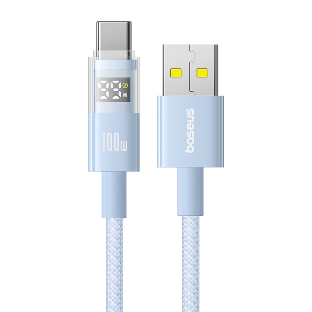 Data Cable with Digital Display, USB to Type-C, 100W, 2m - Baseus Display 2 (P10382701311-01) - Galaxy Blue