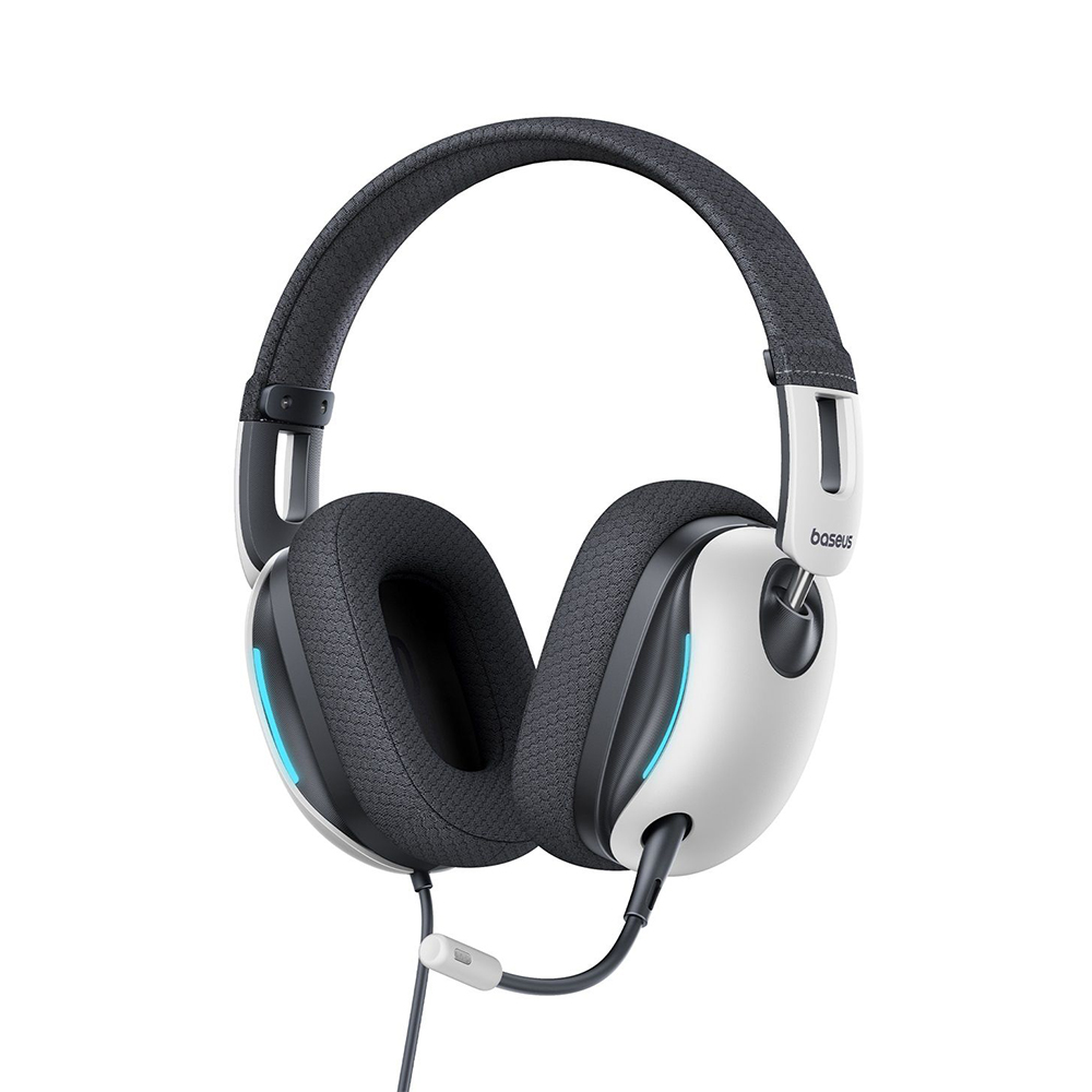Wired Gaming Headset, Detachable Microphone, LED Ambient Light - Baseus GoPlay 1 Max (A00181003213-00) - Moon White