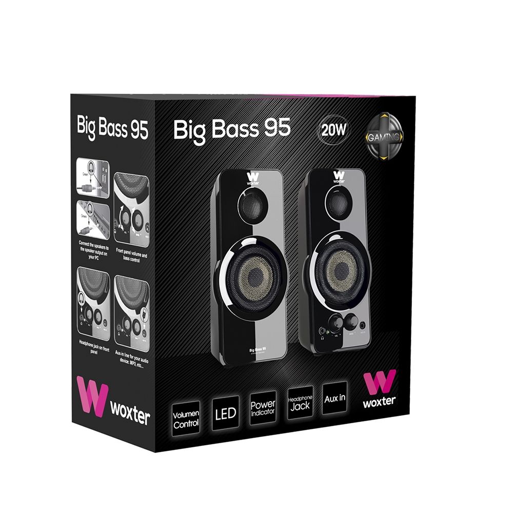 Woxter Big Bass 95, PC, 2-vie, Tavolo / Libreria, 20W, 50 - 20000 Hz, 70 dBi